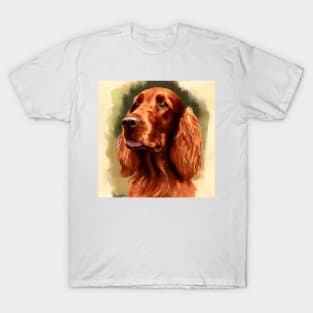 Irish Setter Watercolor Portrait T-Shirt